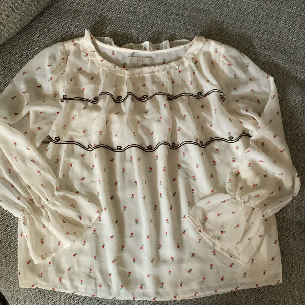 Loft ruffle print blouse- sz M